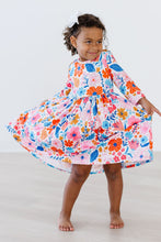 Load image into Gallery viewer, Colorful Carnations 3/4 Sleeve Pocket Twirl Dress