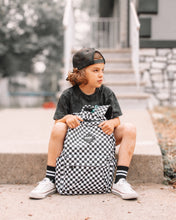 Load image into Gallery viewer, Full Size Black Checkered Backpack