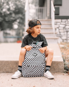 Full Size Black Checkered Backpack