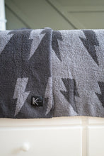 Load image into Gallery viewer, Black + Charcoal Bolt Cozy Blanket