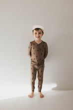Load image into Gallery viewer, Bamboo Two Piece Pajamas | Brown &amp; Black Lightning Bolt
