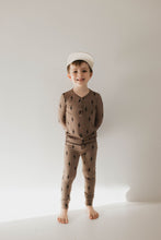 Load image into Gallery viewer, Bamboo Two Piece Pajamas | Brown &amp; Black Lightning Bolt