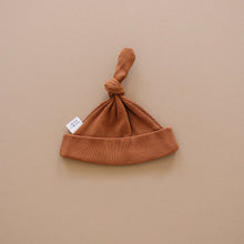Load image into Gallery viewer, Rust Organic Ribbed Newborn Knot Hat