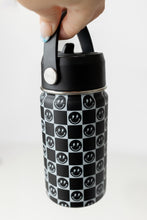 Load image into Gallery viewer, Black Smiley Check Water Bottle