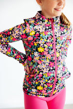 Load image into Gallery viewer, Flexible Floral Full-Zip Ruffle Active Jacket