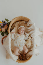 Load image into Gallery viewer, Yellow Floral Button Bubble Romper