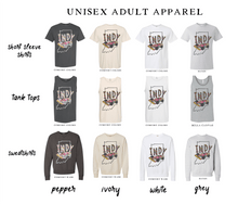Load image into Gallery viewer, Colorful Indy Outline Apparel