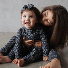 Load image into Gallery viewer, Midnight Checker | Bamboo Zip Romper
