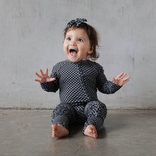 Load image into Gallery viewer, Midnight Checker | Bamboo Zip Romper